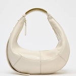 Metal handle crescent bag