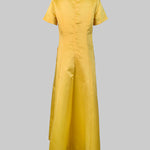 Short Sleeves Pockets Solid Color Split-Joint Round-Neck Maxi Dresses