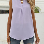 Solid color chiffon shirt loose V-neck pullover sleeveless top vest