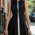 Sleeveless A-Line Mini Dress With Metallic Contrast Trim