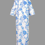 Flared Sleeves Loose Flower Print Split-Joint Split-side Deep V-Neck Midi Dresses
