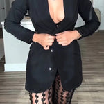 Queen Temperament Button Up Long Sleeve Backless Lapel Blazer