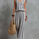 Boho Elegant Striped Knitted Two-Piece Set