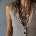 Vintage Lace Trim Striped Vest