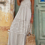Summer Rise Striped Halter Neck A-line Maxi Dress