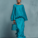 Women's Minimalist Linen Blend Blouse And Straight Skirt Set
