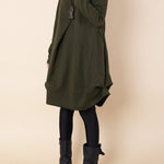 A-line Long Sleeves Pleated Solid Color Round-neck Dresses Maxi Dresses