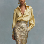 Women's Long-sleeved Shirt And Sequined Pencil Skirt Set