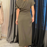 Raglan Sleeve Asymmetric Pleated Split-Front Split-Joint One-Shoulder Evening Dresses Maxi Dresses