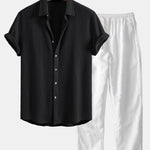 Waffle Button Up Shirt & Straight Leg Linen Pants