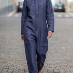 Long Sleeves Loose Solid Color Zipper Lapel Jumpsuits