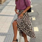 Vintage leopard print draped midi skirt