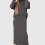 Chrystahl | Elegant Dress and Turtle Neck Sweater Set