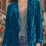 Gold velvet crop top small suit jacket