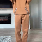 Tasman Braid Trim Kangaroo Pocket Hooded Sweatshirt and Elastic Waist Jogger Pants Set