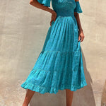 White Dragon Fruit Turquoise Dress