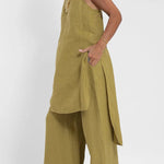 Women Casual Linen Strappy Two Set Suits