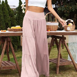 women's casual wide leg cotton and linen high waist trousers