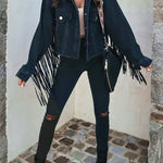 Western Inspired Fringe Denim Jacket