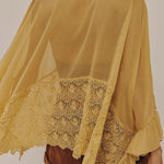 Fashionable Patchwork Lace Batwing Sleeve Loose Beach Cover Up