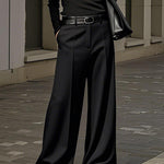Loose Wide Leg No Belt Solid Color Zipper Casual Pants Bottoms Trousers