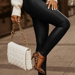 High-waisted faux leather leggings