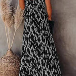 College Vacation Zebra Print Patchwork V Neck Sling Dress Dresses