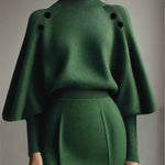 Long Sleeves Loose Buttoned Solid Color Mock Neck Pullovers Sweater Tops