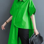Irregular Clipping Solid Color Lapel Shirts Tops