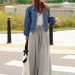 Loose Urban Gray Wide Leg Elastic Waist Pants