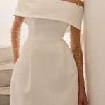 Elegant Evening Lapel Bandeau Removable Belt Pocketed Mini Dress