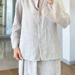 Casual Lapel Shirt & Lace-Up Two-Piece Overskirt Set