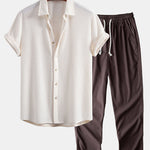 Waffle Button Up Shirt & Straight Leg Linen Pants