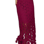 Circular panel cutout midi skirt