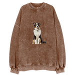 Attentive Australian Shepherd Sitting Upright Vintage Sweatshirt