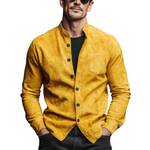 Men's Classic Casual Faux Suede Stand-collar Long-sleeved Shirt