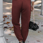 High Waist Lace-Up Pencil Cuff Pants