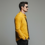 Men's Classic Casual Faux Suede Stand-collar Long-sleeved Shirt