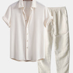 Waffle Button Up Shirt & Straight Leg Linen Pants