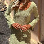 Lyssa Knit Flare Sleeve Open Back Loose Mini Dress