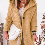 Hooded Knitwear Hood Collar Temperament Commuting Loose Cardigan Women's Sweater