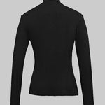 Skinny Solid Color Split-Joint High Neck T-shirts