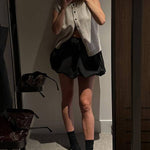 Casual Street Solid Color Buckle O Neck Tops