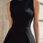 Classic A-Line Black Dress With Pleated Skirt