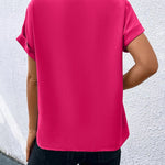 Loose Short Sleeves Contrast Color V-Neck T-Shirts Tops