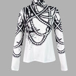 Long Sleeves Skinny Printed Striped High Neck T-Shirts Tops