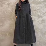 Original Solid Corduroy Lapel Dress