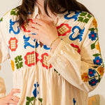 LIGHT BEIGE FLOWERS TASSEL DRESS