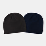 2 Pieces Solid Color Outdoor Cycling Warm Knit Beanie Hat