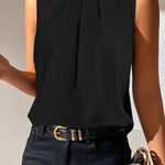 Black Mock Neck Sleeveless Top